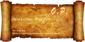 Opolczer Porfir névjegykártya